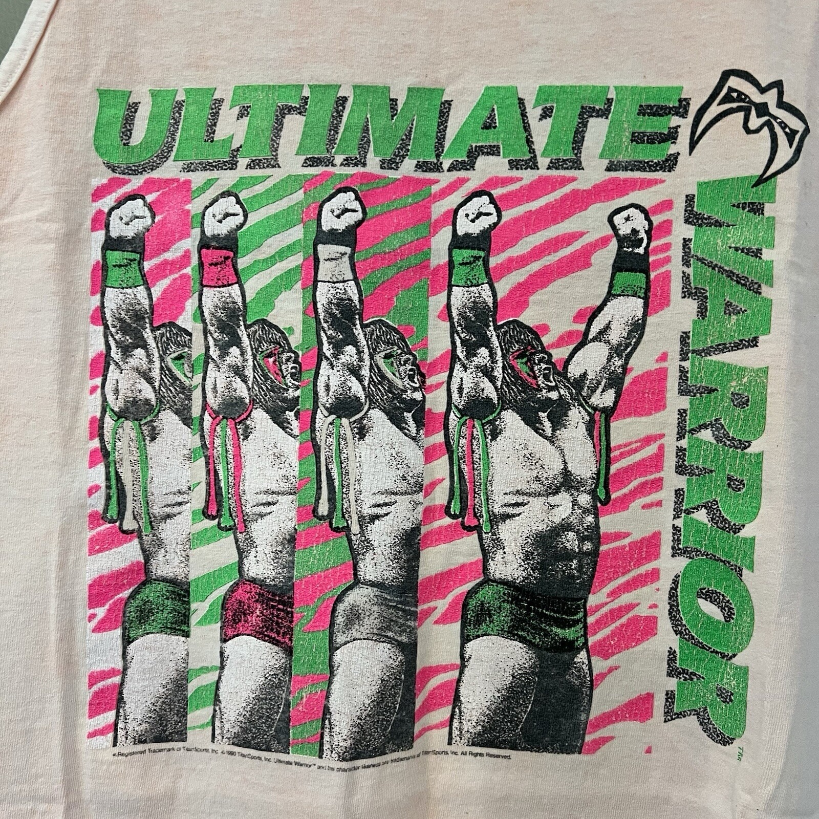 Wwf Ultimate Warrior Vintage Shirt Mens Xl Graphic Tank Top Pink Usa 1990 *Read